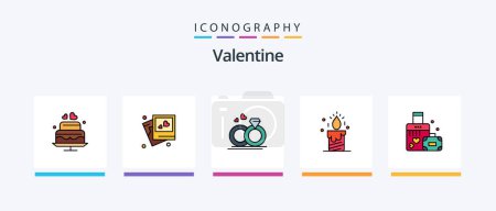 Téléchargez les illustrations : Valentine Line Filled 5 Icon Pack Including signal. love. merroir. day. valentine. Creative Icons Design - en licence libre de droit