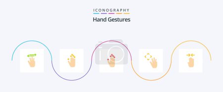 Téléchargez les illustrations : Hand Gestures Flat 5 Icon Pack Including four finger. croup. gesture. up. hand - en licence libre de droit
