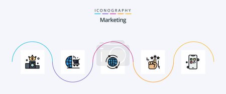 Ilustración de Marketing Line Filled Flat 5 Icon Pack Including pay. marketing. world. growing. stare - Imagen libre de derechos