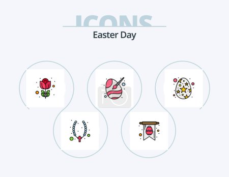 Illustration for Easter Line Filled Icon Pack 5 Icon Design. event. face. egg. rabbit. animal - Royalty Free Image