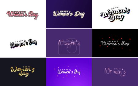 Illustration for Set of International Women's Day cards with a logo and a gradient color scheme - Royalty Free Image