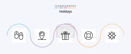Ilustración de Holidays Line 5 Icon Pack Including xmas. holiday. box. decoration. holiday - Imagen libre de derechos