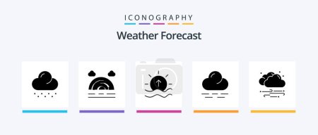 Téléchargez les illustrations : Weather Glyph 5 Icon Pack Including cloud. wind. sea. weather. warm. Creative Icons Design - en licence libre de droit