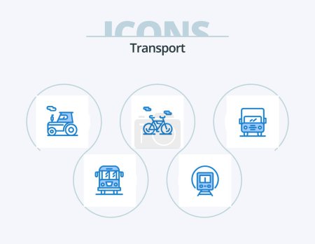 Illustration for Transport Blue Icon Pack 5 Icon Design. truck. auto. car. vehicle. bike - Royalty Free Image