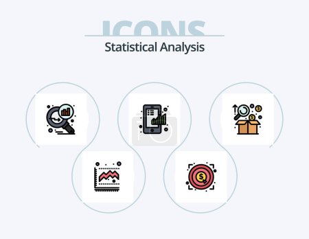Illustration for Statistical Analysis Line Filled Icon Pack 5 Icon Design. diagram. bow. ecommerce. board. shopping - Royalty Free Image