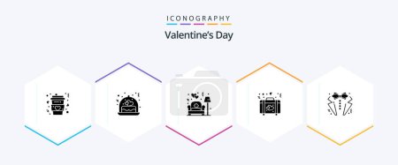 Illustration for Valentines Day 25 Glyph icon pack including bow. love. gift. heart. love - Royalty Free Image