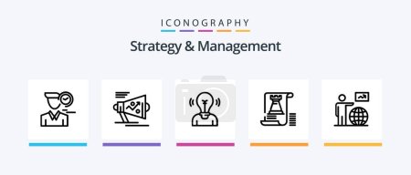 Illustration for Strategy And Management Line 5 Icon Pack Including fort. castle. arrow. business. profile. Creative Icons Design - Royalty Free Image