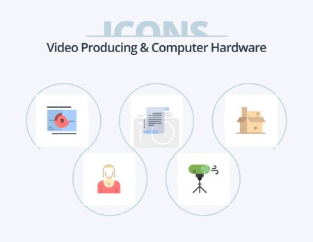 Ilustración de Video Producing And Computer Hardware Flat Icon Pack 5 Icon Design. screenplay. novel. special. decree. opening - Imagen libre de derechos