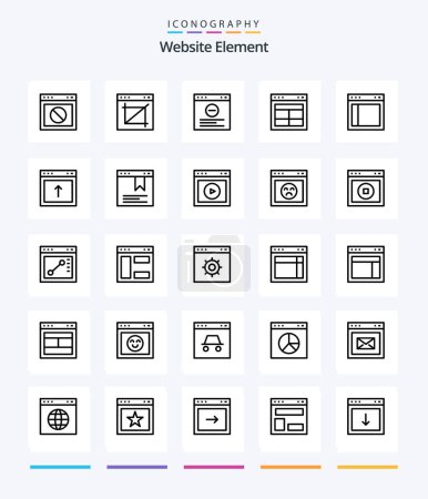 Illustration for Creative Website Element 25 OutLine icon pack  Such As website. layout. web. interface. website - Royalty Free Image