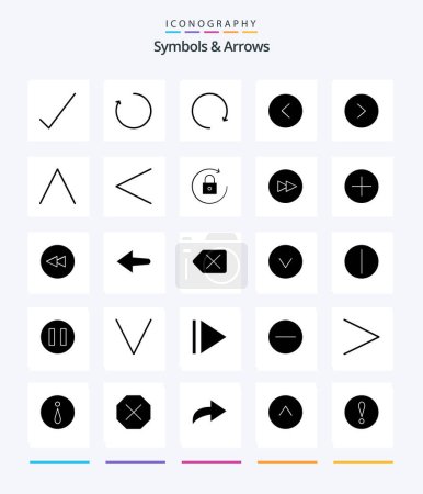 Téléchargez les illustrations : Creative Symbols & Arrows 25 Glyph Solid Black icon pack  Such As previous. arrow. left. up. arrow - en licence libre de droit