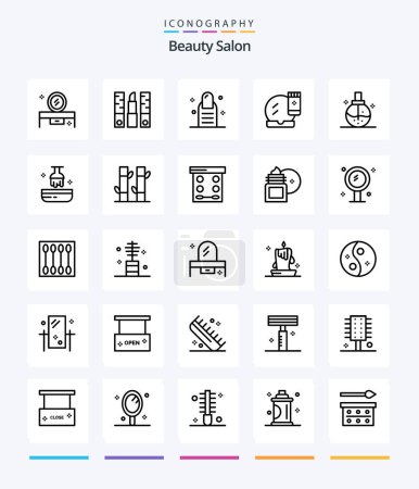Téléchargez les illustrations : Creative Beauty Salon 25 OutLine icon pack  Such As makeup base. face makeup. lipstick. face compact. salon - en licence libre de droit