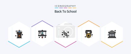 Illustration for Back To School 25 FilledLine icon pack including education. award. presentation. achievement. education - Royalty Free Image