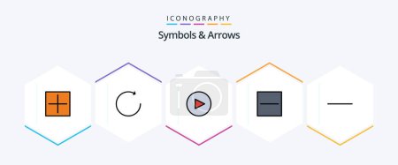 Illustration for Symbols and Arrows 25 FilledLine icon pack including . . play. subtract. minus - Royalty Free Image