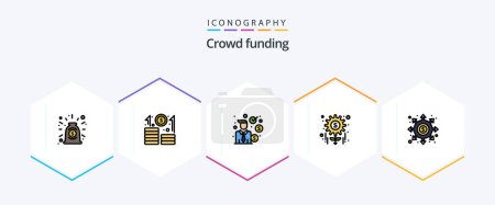 Téléchargez les illustrations : Crowdfunding 25 FilledLine icon pack including black hole. tasks. businessman. project. money - en licence libre de droit