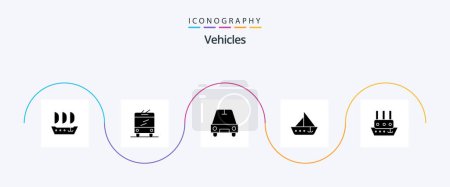 Illustration for Vehicles Glyph 5 Icon Pack Including vessel. steamboat. transport. ship. vehicles - Royalty Free Image