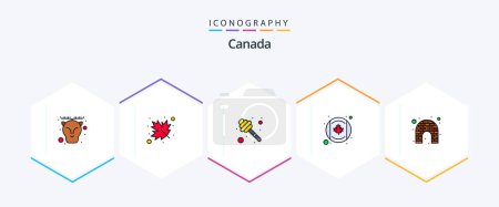 Téléchargez les illustrations : Canada 25 FilledLine icon pack including glace. canada. dipper. flag. canada - en licence libre de droit