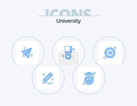 Téléchargez les illustrations : University Blue Icon Pack 5 Icon Design. galaxy. success. send. medal. achieve - en licence libre de droit