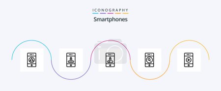 Ilustración de Smartphones Line 5 Icon Pack Including audio. search. calling. phone. telephone - Imagen libre de derechos