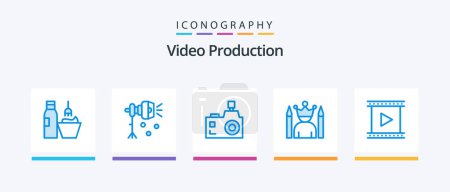Illustration for Video Production Blue 5 Icon Pack Including star. celebrity. spotlight. photography. flash photography. Creative Icons Design - Royalty Free Image