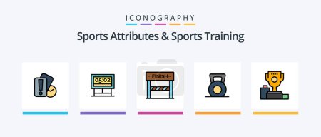 Illustration for Sports Atributes And Sports Training Line Filled 5 Icon Pack Including stream. soccer. sport. live. supporter. Creative Icons Design - Royalty Free Image