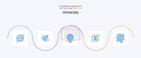 Ilustración de University Blue 5 Icon Pack Including geography. study. bulb. education. academy - Imagen libre de derechos