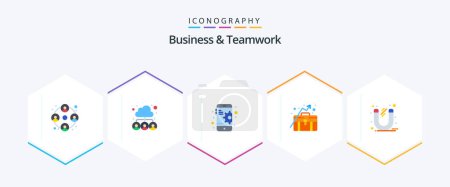 Téléchargez les illustrations : Business And Teamwork 25 Flat icon pack including magnet. growth. user. concept. business - en licence libre de droit
