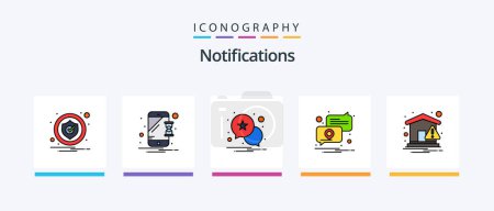 Illustration for Notifications Line Filled 5 Icon Pack Including email. notification. service. block. notification. Creative Icons Design - Royalty Free Image