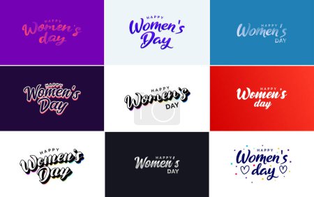 Illustration for Happy Women's Day typography design with a pastel color scheme and a geometric shape vector illustration - Royalty Free Image