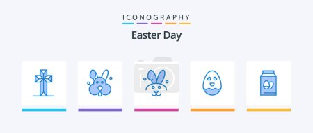 Illustration for Easter Blue 5 Icon Pack Including . happy. easter. Creative Icons Design - Royalty Free Image