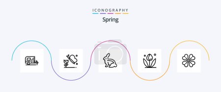 Téléchargez les illustrations : Spring Line 5 Icon Pack Including spring flower. anemone flower. easter bunny. anemone. nature - en licence libre de droit