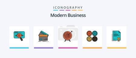 Illustration for Modern Business Line Filled 5 Icon Pack Including chart. analytics. aim. presentation. mountains. Creative Icons Design - Royalty Free Image