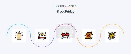 Téléchargez les illustrations : Black Friday Line Filled Flat 5 Icon Pack Including hot. shopping. black friday. gift. coupon - en licence libre de droit