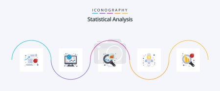Illustration for Statistical Analysis Flat 5 Icon Pack Including finance. business. online. analysis. graph magnifying - Royalty Free Image