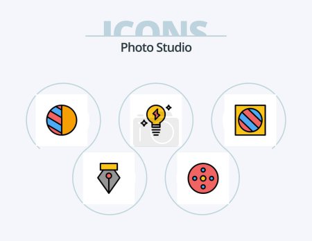 Illustration for Photo Studio Line Filled Icon Pack 5 Icon Design. . photography. photography. photographer. studio - Royalty Free Image