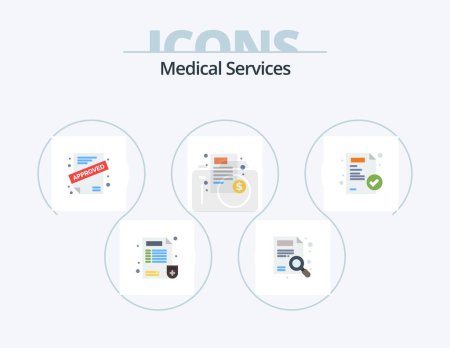 Illustration for Medical Services Flat Icon Pack 5 Icon Design. medical paper. invoice. application. hospital. file - Royalty Free Image