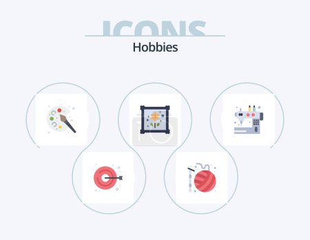 Ilustración de Hobbies Flat Icon Pack 5 Icon Design. machine. hobby. knit. hobbies. hobby - Imagen libre de derechos