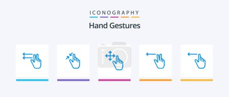 Illustration for Hand Gestures Blue 5 Icon Pack Including left. gestures. finger. finger. gesture. Creative Icons Design - Royalty Free Image