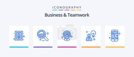 Illustration for Business And Teamwork Blue 5 Icon Pack Including mobile. configuration. hr. strategy. business. Creative Icons Design - Royalty Free Image