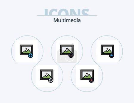 Ilustración de Multimedia Line Filled Icon Pack 5 Icon Design. . new. image. folder. download - Imagen libre de derechos
