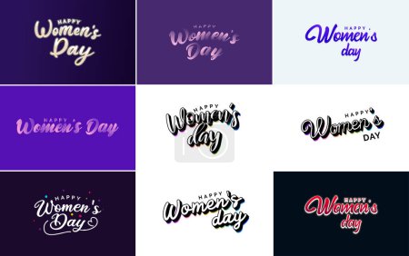 Ilustración de Abstract Happy Women's Day logo with a love vector design in pink. purple. and black colors - Imagen libre de derechos