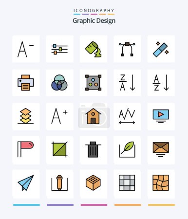 Ilustración de Creative Design 25 Line FIlled icon pack  Such As abstract. color. design. circles. print - Imagen libre de derechos