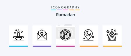 Illustration for Ramadan Line 5 Icon Pack Including religion. islam. ramadan. cup. lamp. Creative Icons Design - Royalty Free Image