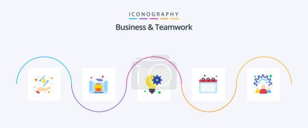Illustration for Business And Teamwork Flat 5 Icon Pack Including office. event. bulb. calendar. project - Royalty Free Image