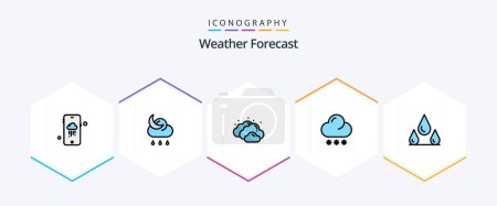 Illustration for Weather 25 FilledLine icon pack including . weather. cloudy. drops. snow - Royalty Free Image