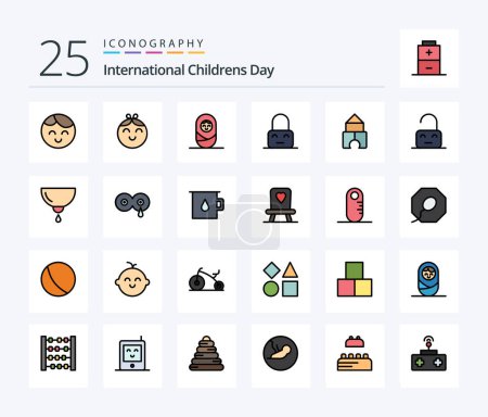 Ilustración de Baby 25 Line Filled icon pack including baby. parental. on. off. toy - Imagen libre de derechos