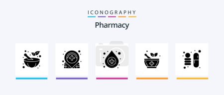 Ilustración de Pharmacy Glyph 5 Icon Pack Including . space. help. science. signaling. Creative Icons Design - Imagen libre de derechos