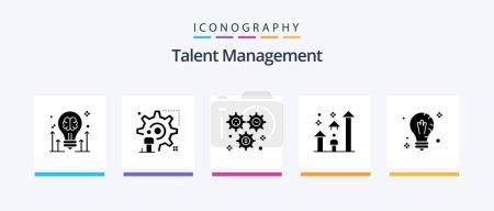 Téléchargez les illustrations : Talent Management Glyph 5 Icon Pack Including arrow. man. man. dollar. setting. Creative Icons Design - en licence libre de droit