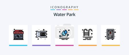 Illustration for Water Park Line Filled 5 Icon Pack Including . park. park. water. park. Creative Icons Design - Royalty Free Image