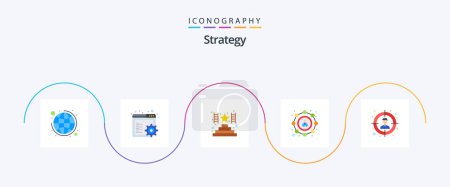 Téléchargez les illustrations : Strategy Flat 5 Icon Pack Including . target. success. audience. sharing - en licence libre de droit