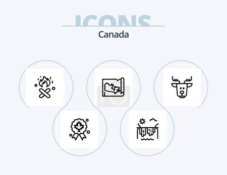 Ilustración de Canada Line Icon Pack 5 Icon Design. . canada. leaf. world. canada - Imagen libre de derechos